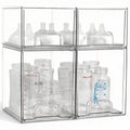 MINMUNJIU Baby Bottle Organizer, 4 Pack Clear Space-Saving Stackable Drawer with Handle, Baby Bottle Storage Organizer for Count
