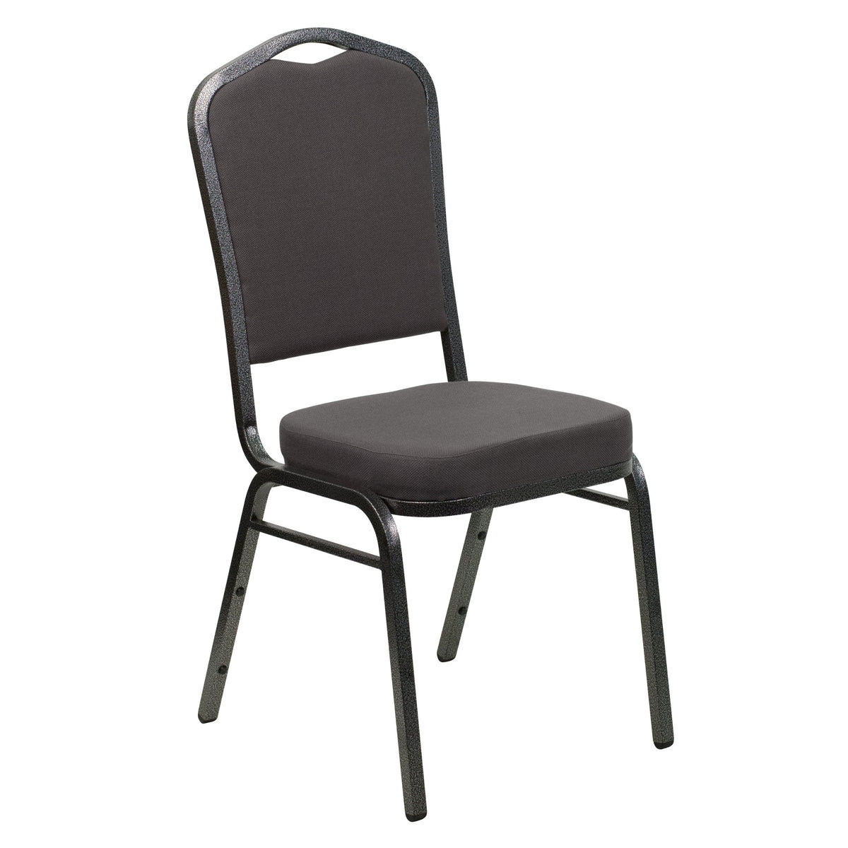 Flash Furniture HERCULES Series Crown Back Stacking Banquet Chair in Gray Fabric - Silver Vein Frame