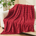 Newcosplay Super Soft Twin Blanket Red Premium Silky Flannel Fleece 3D Checkered Lightweight Bed Blanket All Season Use (Red Che