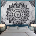 Leofanger Black and White Tapestry Mandala Tapestry Bohemian Flower Wall Tapestry Psychedelic Hippie Tapestry Wall Hanging for B