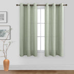 Koufall 36X54 Inches Long Bronze Grommet Linen Blend Sheer Curtains For Bedroom Sage Green