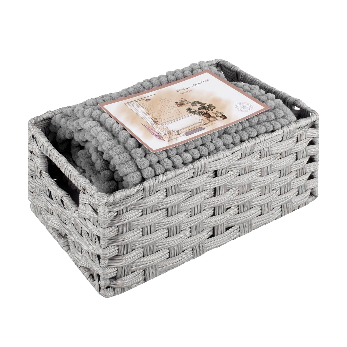 GRANNY SAYS Woven Baskets for Storage, Waterproof Wicker Basket with Handles, Woven Baskets for Organizing, Basket with Curtain,
