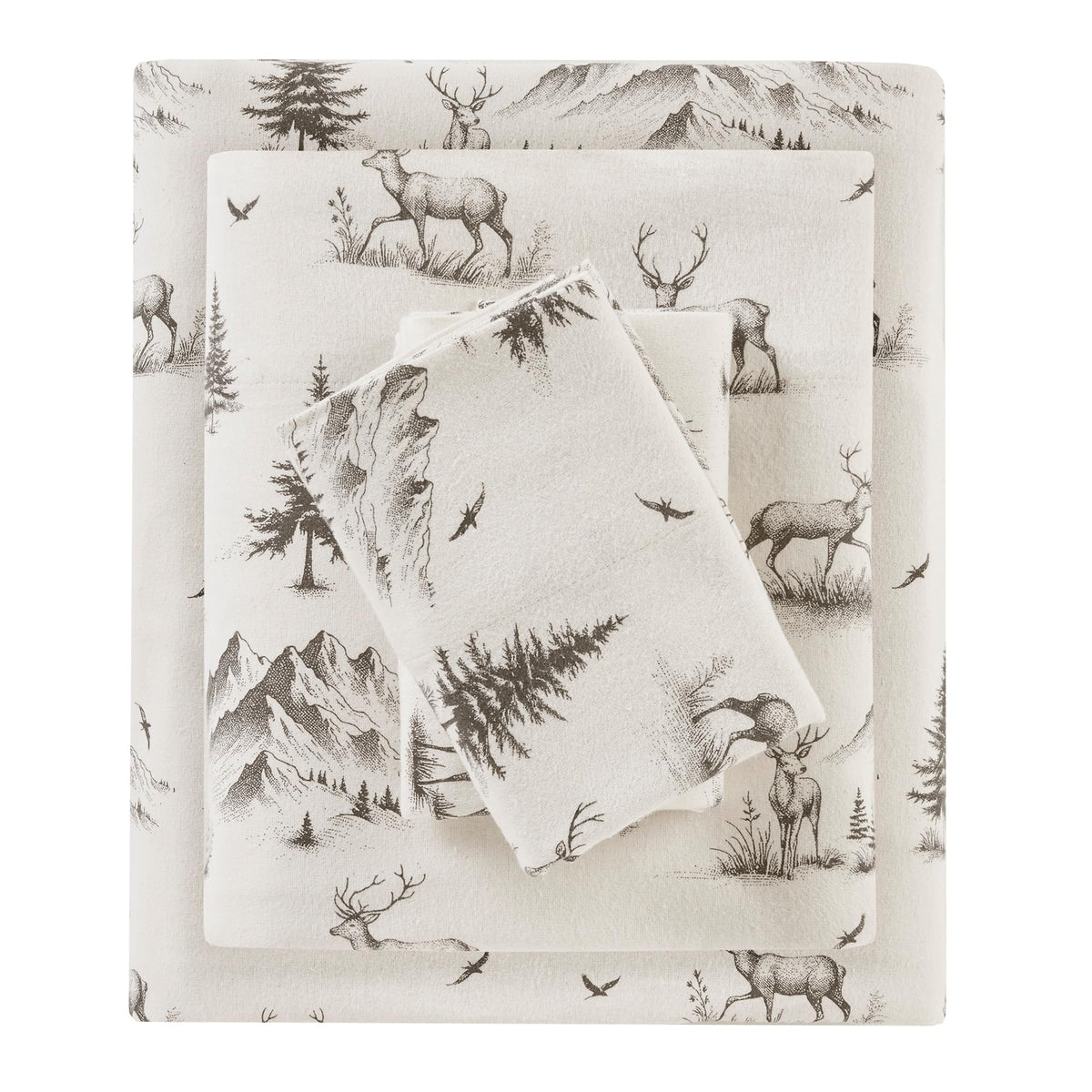 Woolrich Cotton Sheet Set Cottage Charms Print, 100% Cotton Flannel Sheets Warm & Fuzzy Bedding Set Twin Size Sheets, Fitted Poc