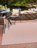 Unique Loom Collection Casual Transitional Solid Heathered Indoor/Outdoor Flatweave Area Rug (10' 8'' Square, Whisper Pink/Ivory