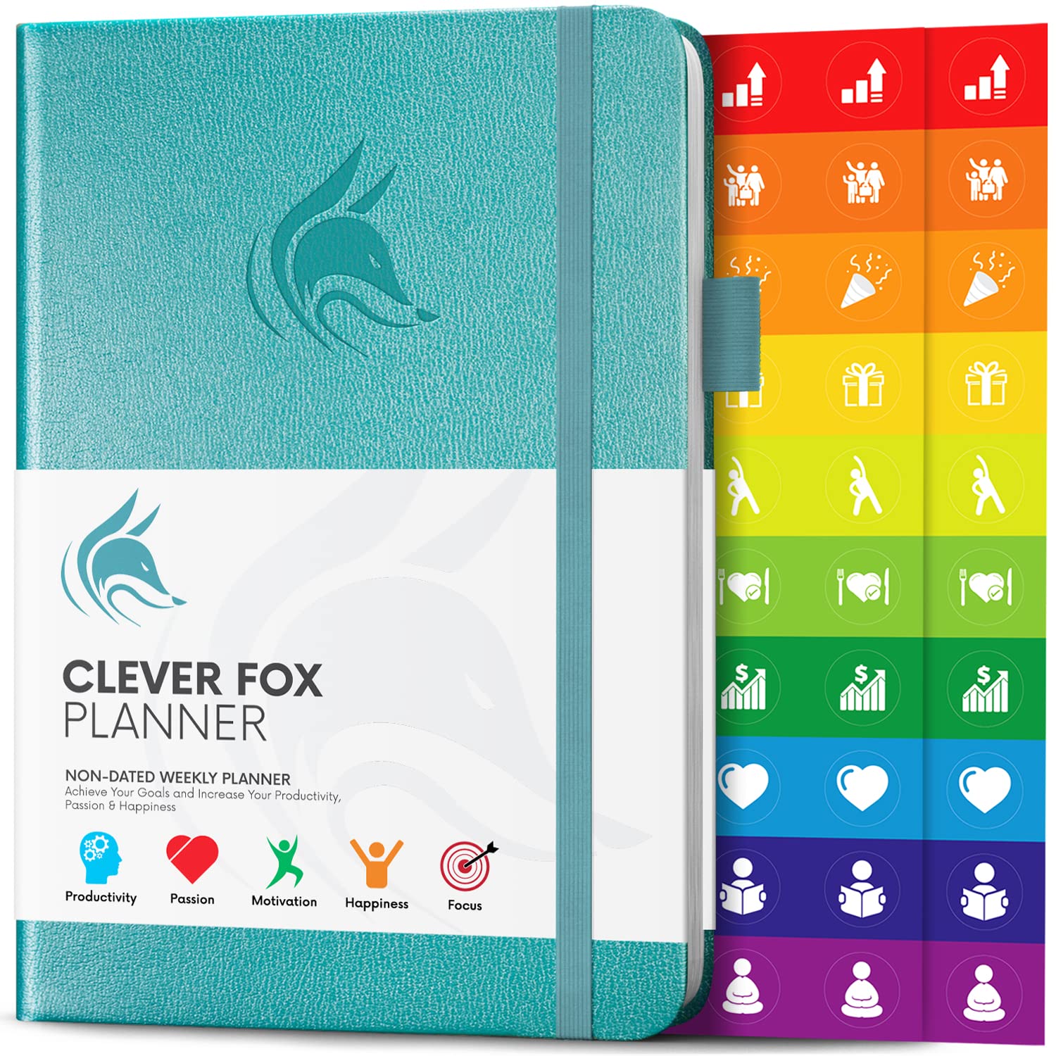 Clever Fox Planner - Undated Weekly & Monthly Planner For Productivity, Time Management & Goals - Organizer Journal - A5 (Aquama
