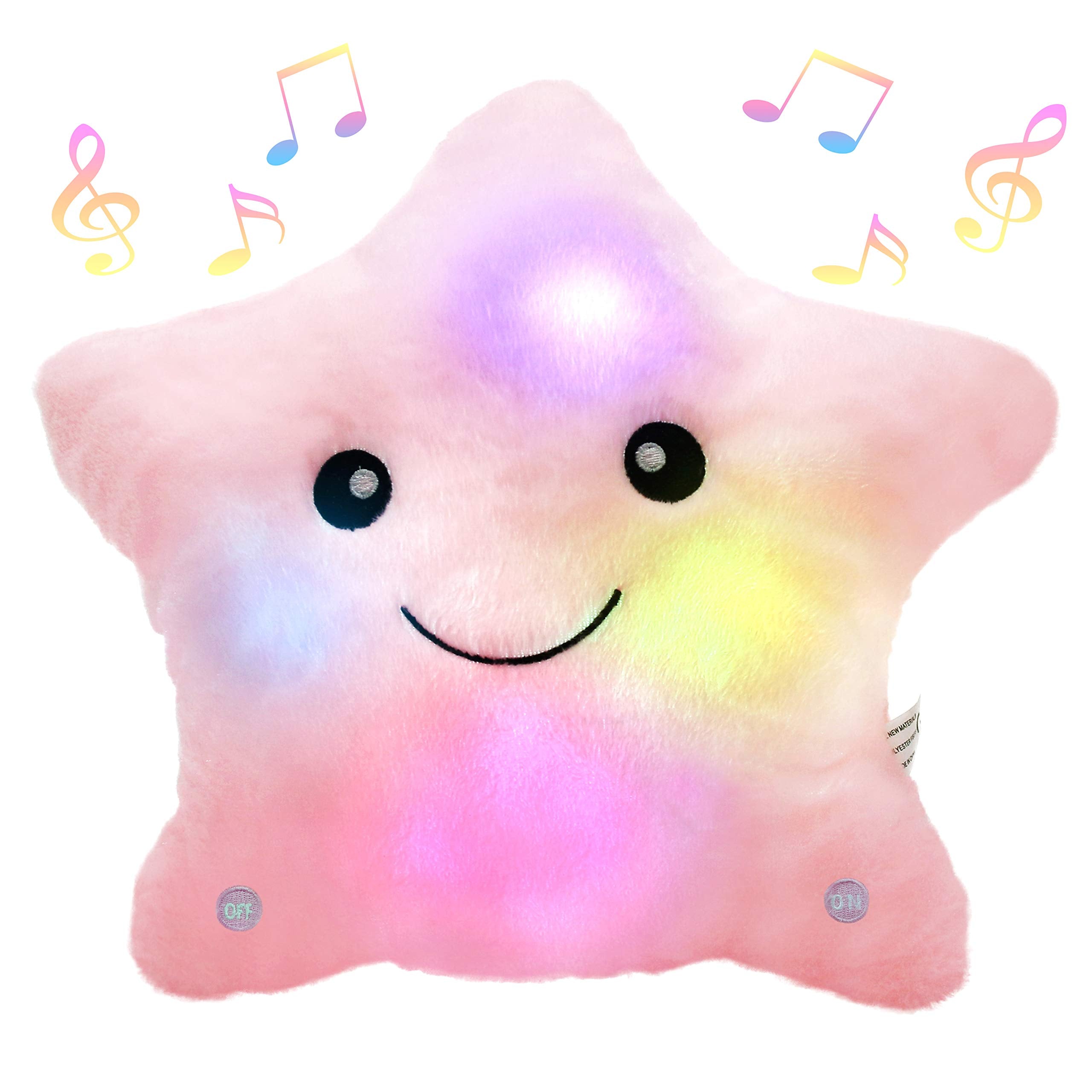 Bstaofy Musical Led Twinkle Star Stuffed Animals Creative Lullaby Light Up Soft Singing Pillow Plush Toys Accompany Kids Glow At