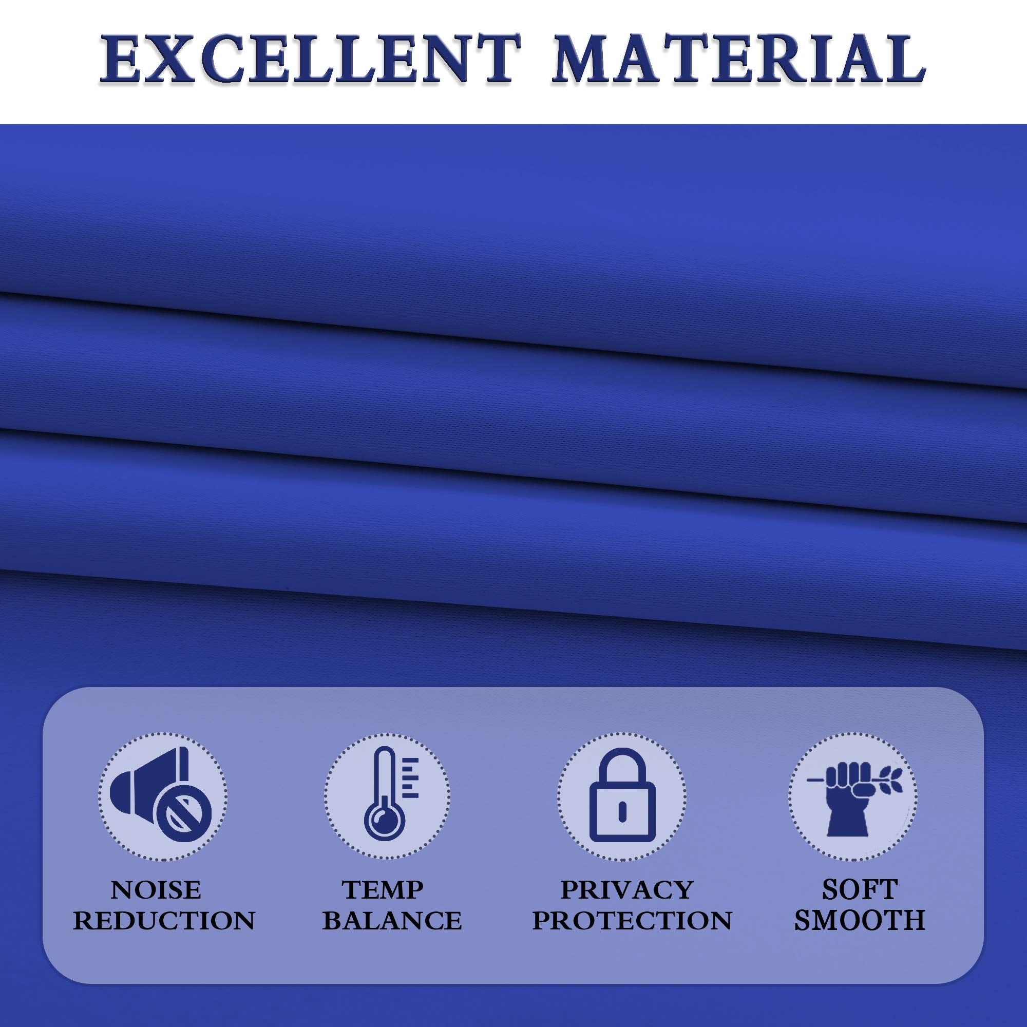 Donren Royal Blue Blackout Curtains Panels For Bedroom - Thermal Insulated Solid Rod Pocket Curtains (52 By 84 Inch,2 Panels)