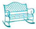 Cape Craftsmen Beautiful Springtime Colorful Turquoise Rocking Brushed Metal Garden Bench  45 x 34 x 39 Inches Fade and Weather
