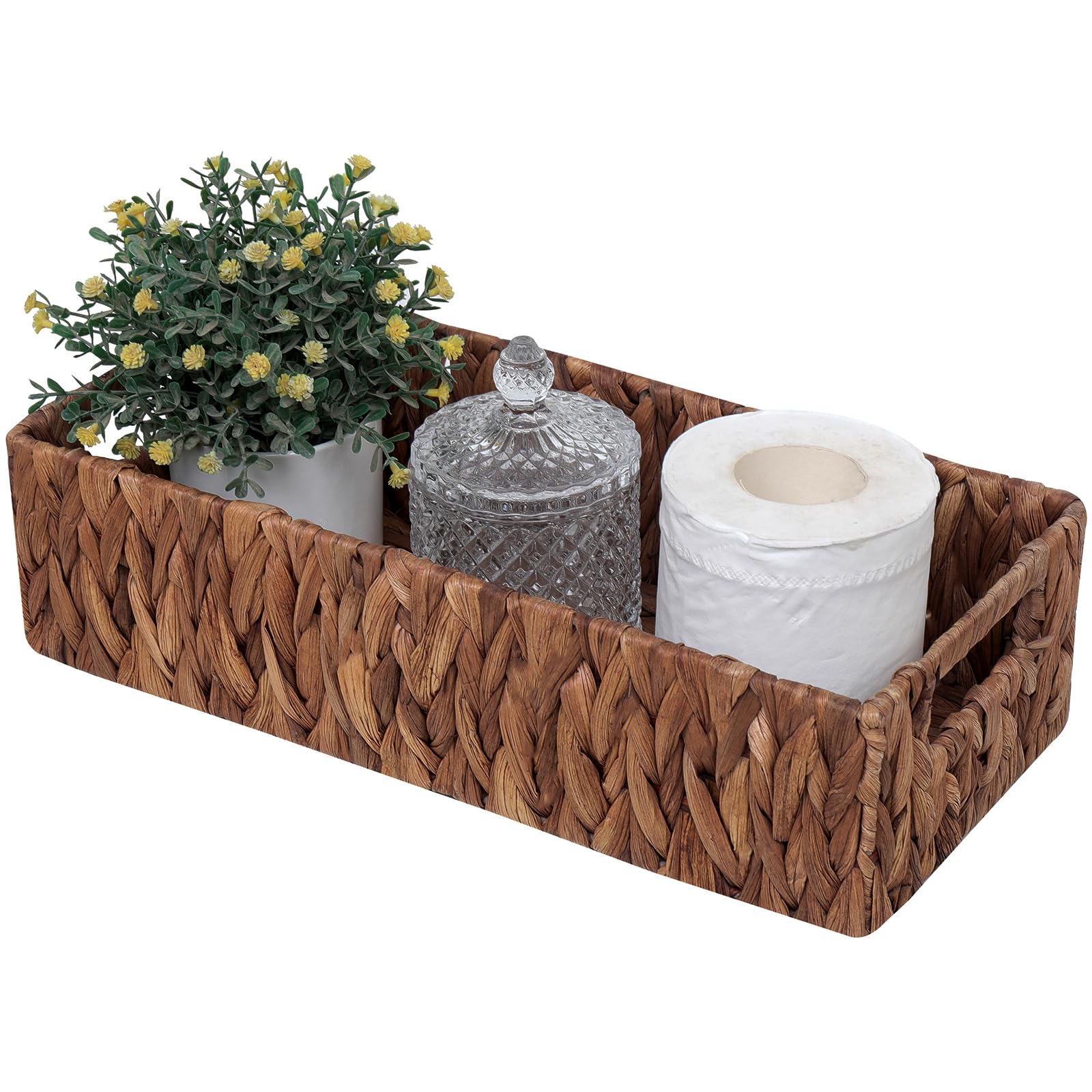 HTAYUXWO Wicker Storage Basket Bathroom Toilet Tank Toilet Paper Baskets,Toilet Paper Holders for Storage with Built-in Handles,