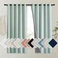 NICETOWN 100% Absolutely Blackout Linen Curtains with Thermal Insulated Liner, Seafoam Green, 62 Wide, 63 Length Energy Saving C