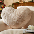 YRXRUS Heart Pillow, Beige Heart Pillows, Love Pillow Gifts, 14X17 Inch Large Heart Shaped Pillows, Faux Rabbit Fur Coquette Roo