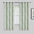 FMFUNCTEX Green White 100% Blackout Curtains Floral Printed Spring Curtain Drapes for Living Room Bedroom 63 inch Blossom Therma