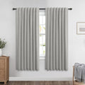 Koufall Black Out Curtains 63 Inch Long,Linen Textured Grey Curains For Bedroom Living Room Gray 63 Inch Length