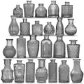KOIUEYW Dark Gray Bud Vases Set, 24 Pcs Vintage Small Vases for Flowers, Clear Crystal Mini Vases Bud Vases in Bulk, Small Flowe