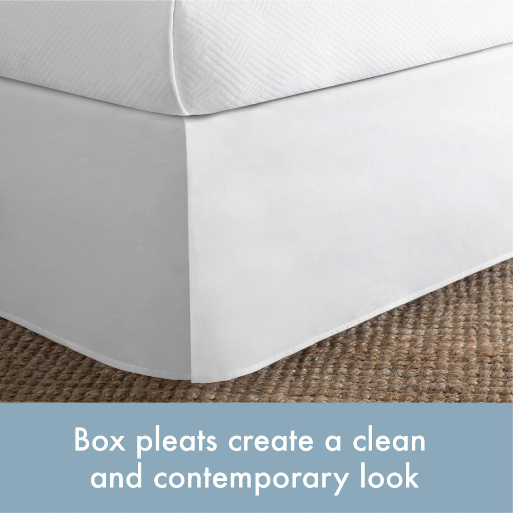 Today? Home Classic Tailored Bed Skirt Dust Ruffle, Cotton Blend Design, 14' Drop Length, Queen, White