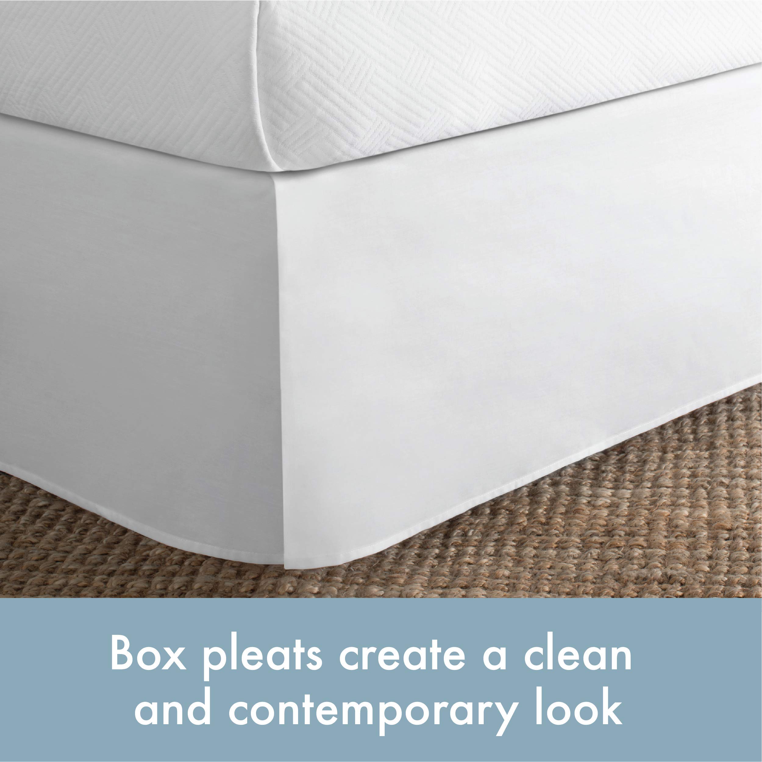 Today? Home Classic Tailored Bed Skirt Dust Ruffle, Cotton Blend Design, 14' Drop Length, Queen, White