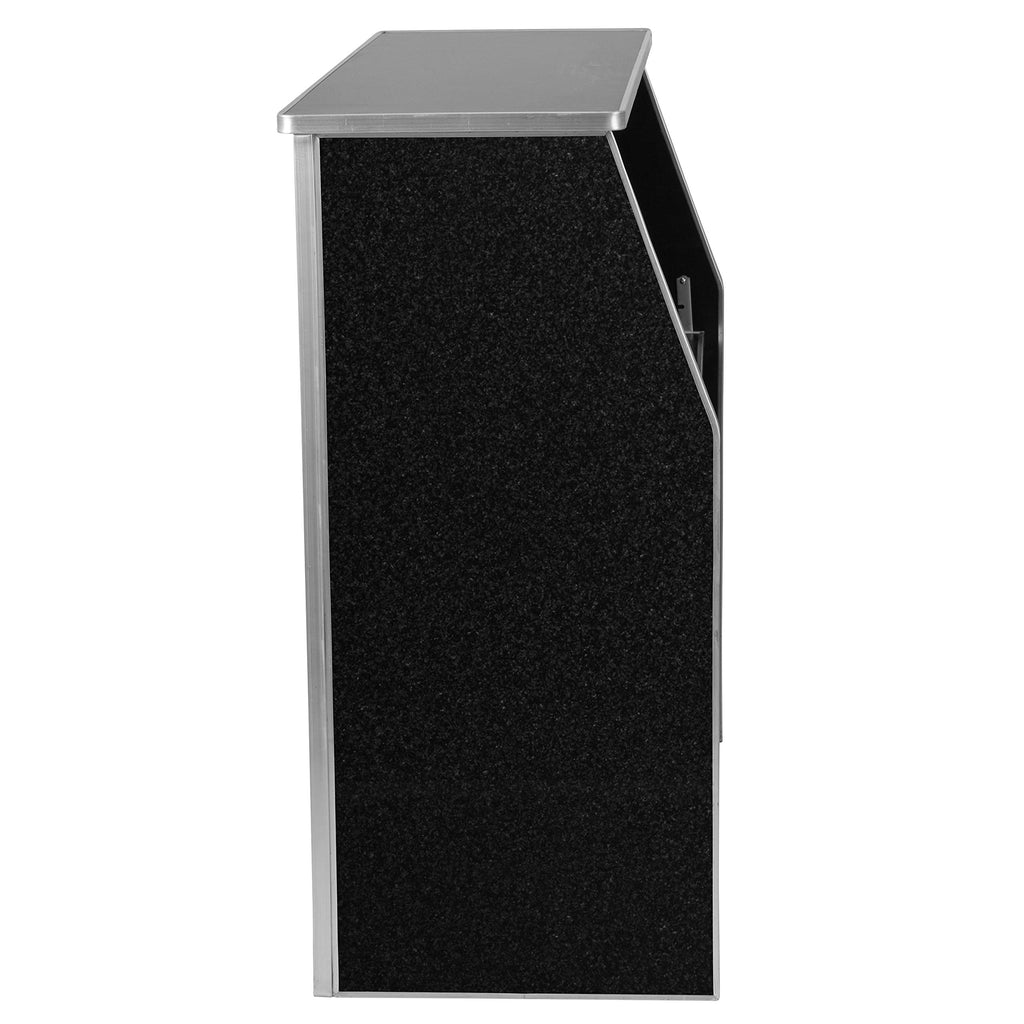 Flash Furniture 4' Folding Portable Event Bar With Top And Middle Shelves, Mobile Laminate Foldable Bar For Parties And Events, Black Marble