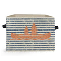 Ghoaoivo Nautical Lake House Storage Box Bins, Navy Blue Striped Coastal Collapsible Storage Basket Organizer for Bedroom Bathro