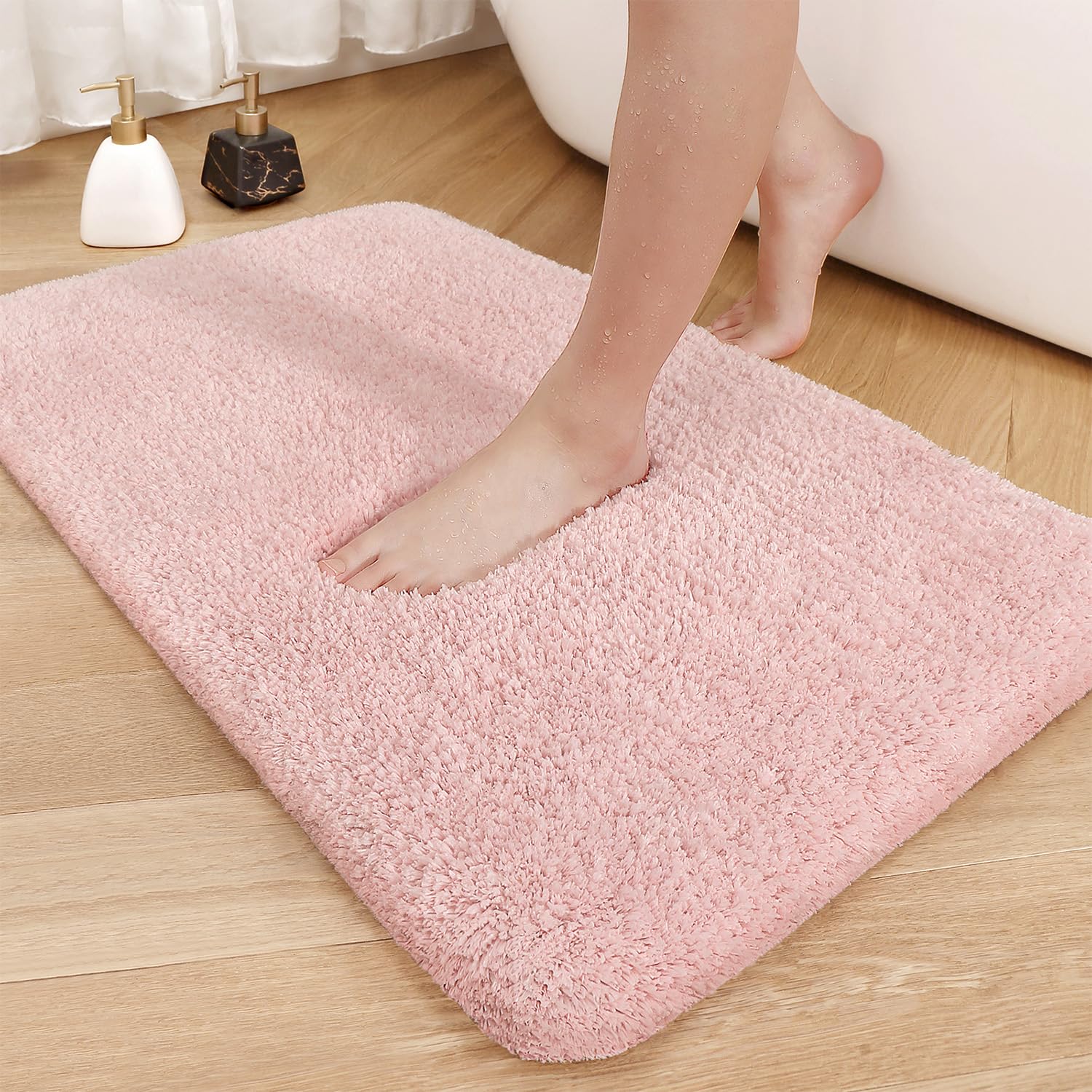 Color&Geometry Light Pink Bathroom Rugs 24   x36   , Large- Upgrade Your Bathroom with Soft Thick Blush Bath Mat- Plush, Non Sli