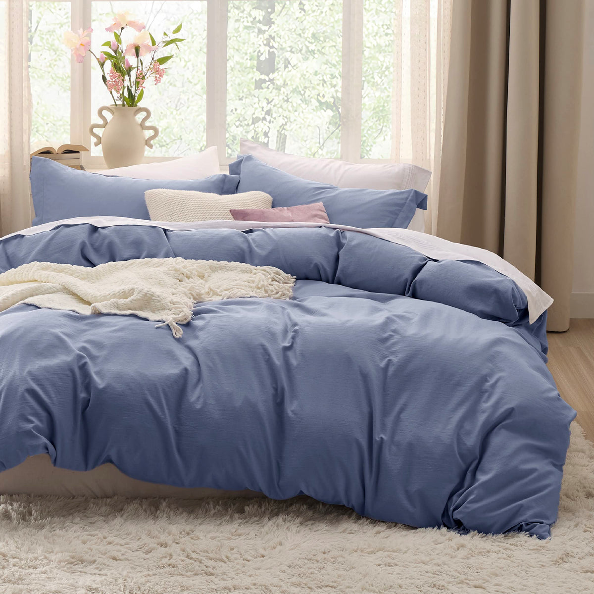 Bedsure Duvet Cover Queen Size - Soft Prewashed Queen Duvet Cover Set, 3 Pieces, 1 Duvet Cover 90X90 Inches With Zipper Closure