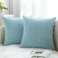 Decoruhome Decorative Throw Pillow Covers 26X26 Set Of 2, Farmhouse Chenille Pillow Covers, Square Soft Pillow Covers For Couch Sofa Bed, Turquoise
