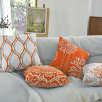 Coliuso Decorative Throw Pillow Covers 18X18 Inch Set Of 4,Orange And White Modern Simple Square Pillow Case Cushion Cover For S