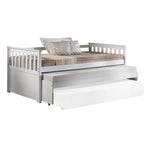 Acme Daybed & Roll-Out Bed (15" H) Twin Size Sofa Bed Living Room Guest Bed Bedroom Box Spring Not Required, Shelter Style Day Bed Armrest, Slat Included (12+12+12), Easy Assembly, White Finish
