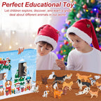 Animals Advent Calendar 2023, Mini Dog Cat Figurines Christmas Countdown Calendar For Kids With 24Pcs Realistic Miniature Animal