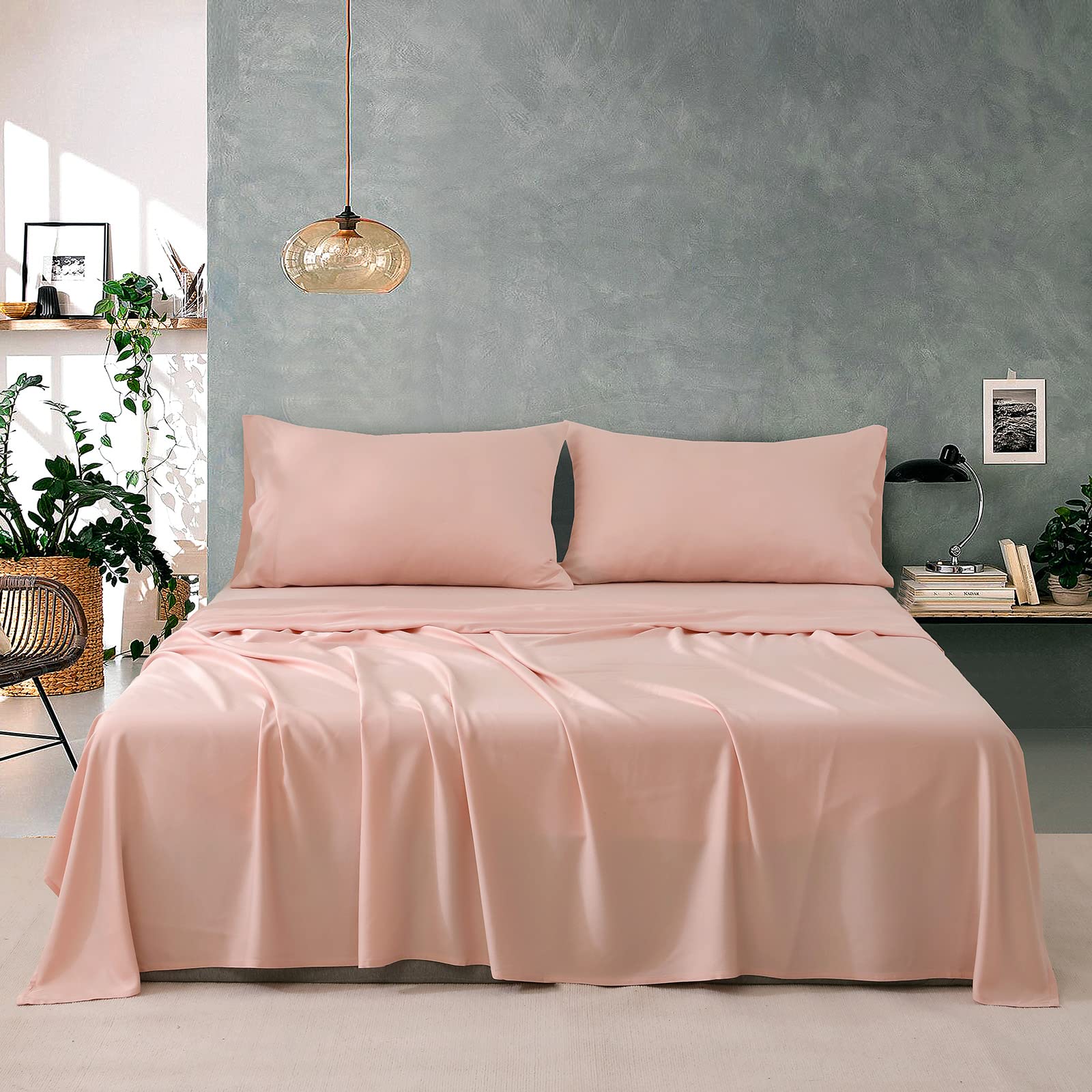 Naturefield Luxury 100% Bamboo Bed Sheets Set, King Size Cooling Sheets With Fitted Deep Pocket, Silky Soft And Comfortable For