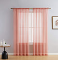 Hlc.Me Blush Pink Sheer Curtain Panels: Sheer Voile Light Filtering Window Treatment Coverings Rod Pocket Curtain Panels For Bed