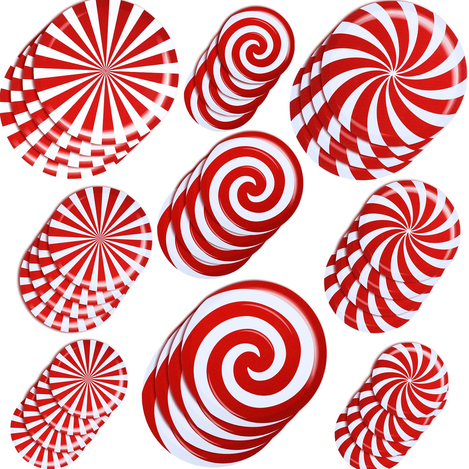 Outus 33 Pieces Peppermint Floor Decals Stickers Christmas Wall Window Decals Stickers for Xmas Decoration Candy Theme Party Sup