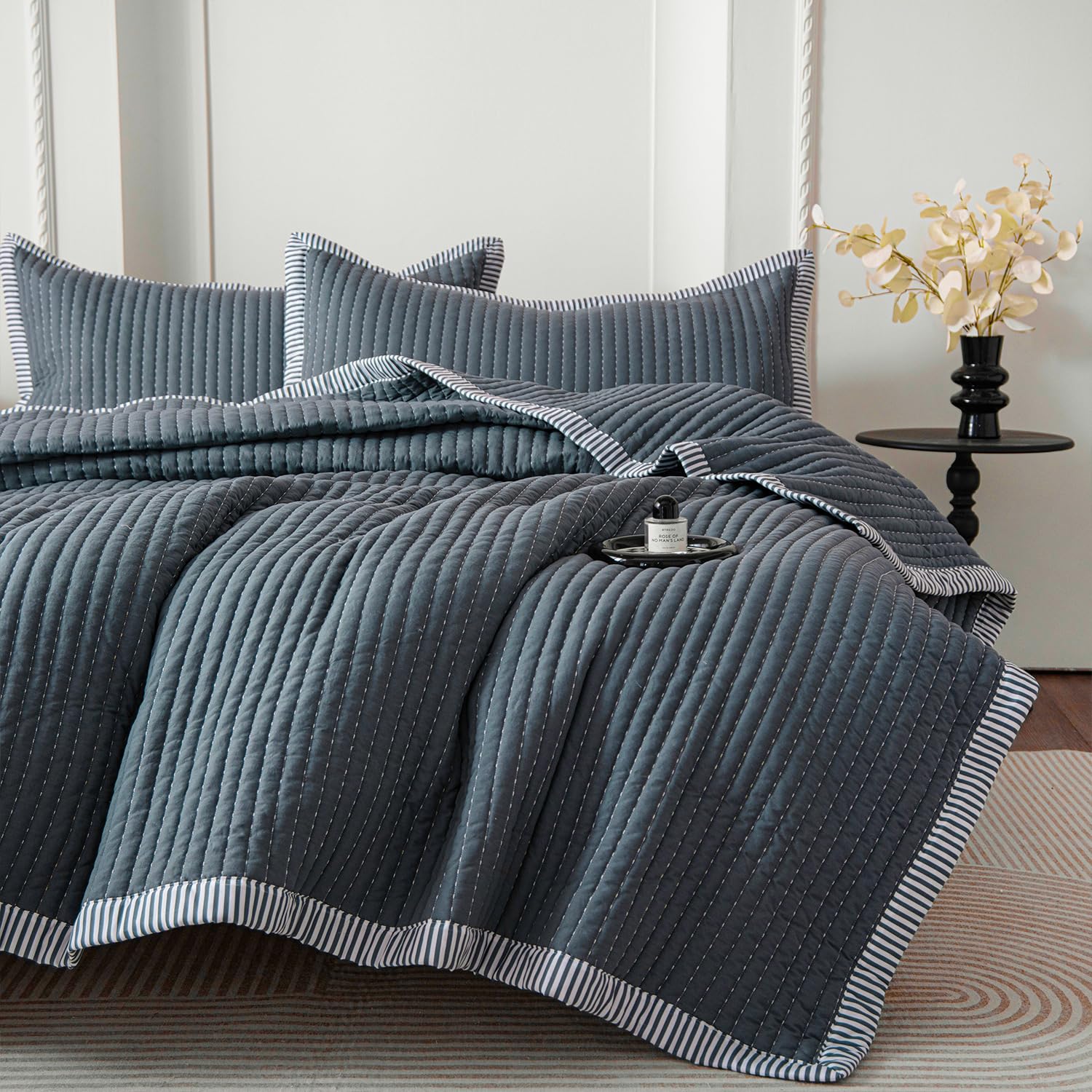 Bov Queen Comforter Set, Lightweight Comforters Queen Size 3Piece Bedding Set With 92X96 Coverlet 2 Pillow Shams (20X26) So