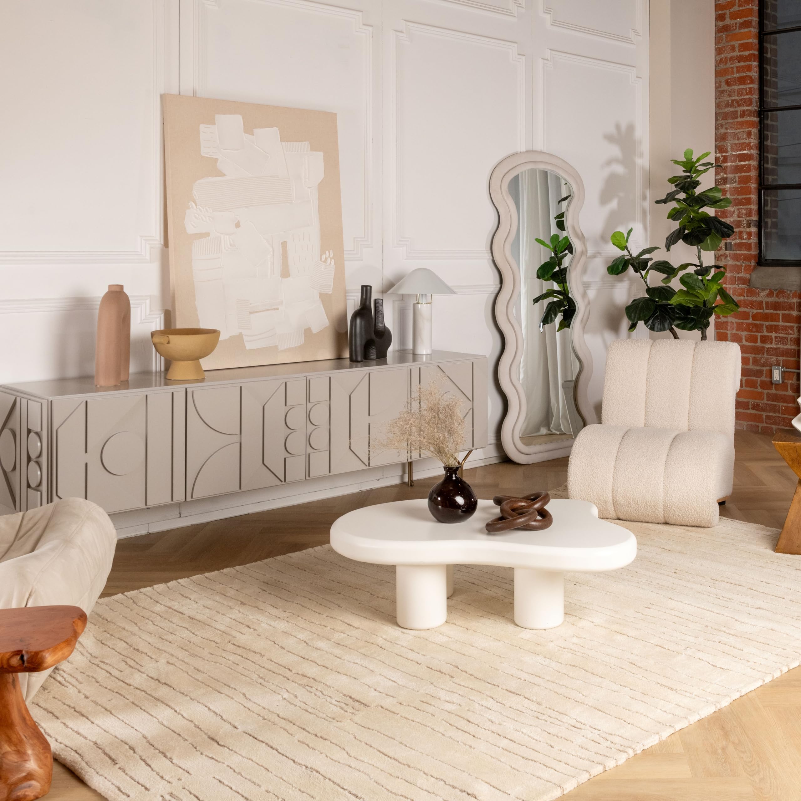 RUG BRANCH Maya Modern Boho Beige Grey Indoor Hand-Tufted Area Rug for Living Room, Bedroom, Dining Room, and Office - 5 x 8 (