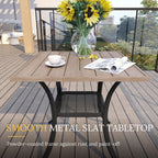 Vicllax Small Square Outdoor Patio Table, All Weather Metal Outdoor Dining Table For Lawn Garden, 27.5'X 27.5' Patio Bisto Table For Outside, Grey Wood-Like Tabletop
