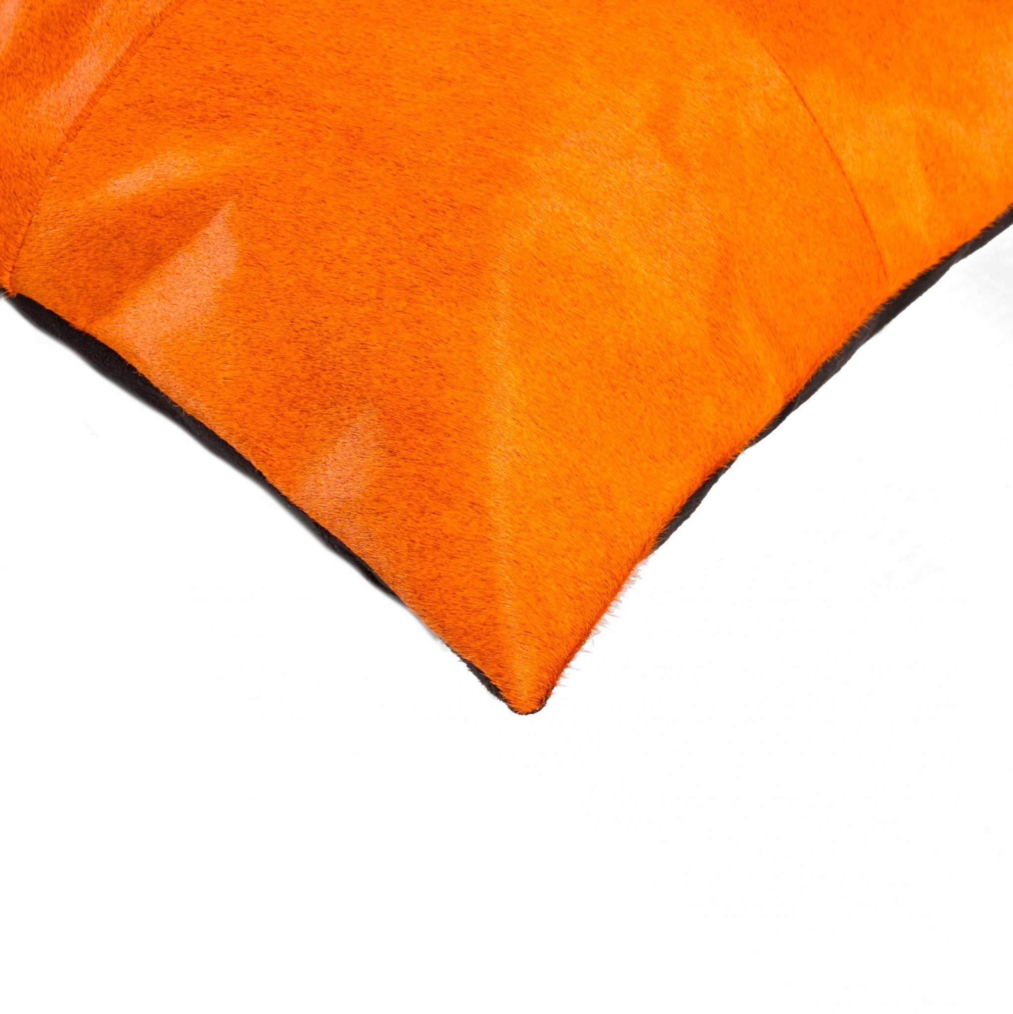 HomeRoots Cowhide, Microsuede, Polyfill 18' x 18' x 5' Orange Quattro Pillow