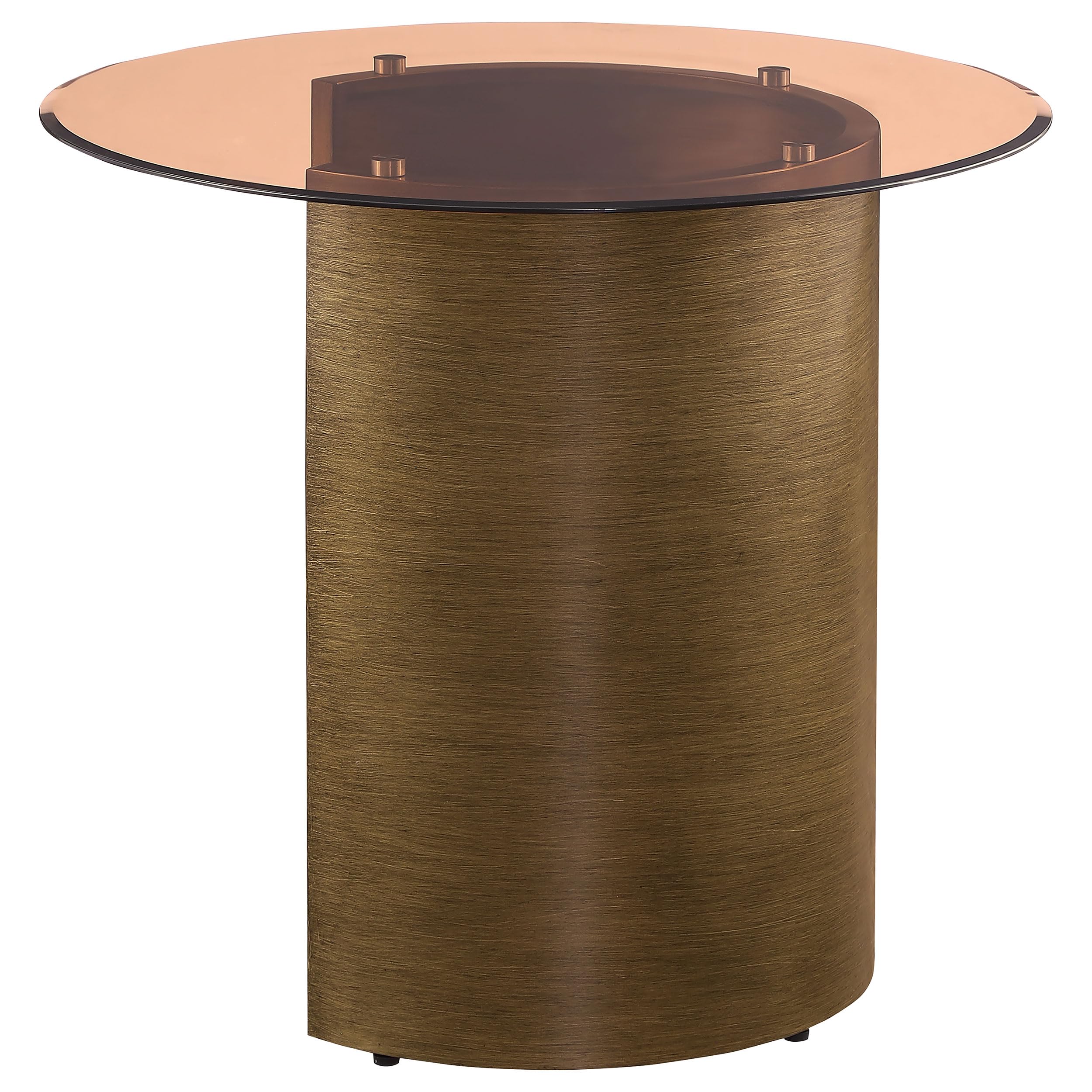 Coaster Home Furnishings Morena Round End Table with Tawny Tempered Glass Top Brushed Bronze