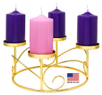 Christmas Advent Wreath Ring Candle Holder for Pillar Advent Candles -Gold -Advent Season X-mas Advent Candle Centerpiece Decor 