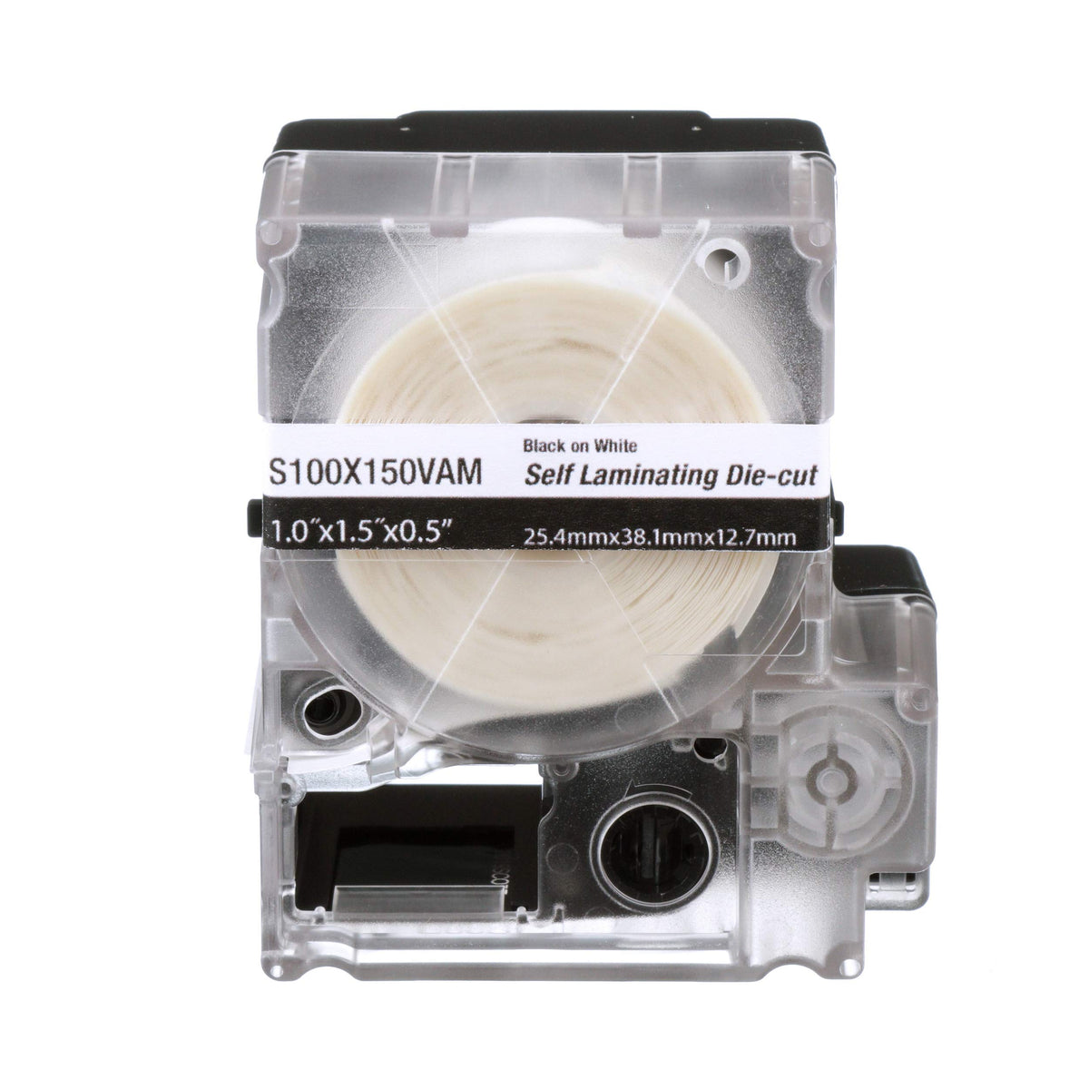 Mp Cassette, Self-Laminating Label, Vinyl, 1.00' W X 1.50' H.50' Print On Area, Clear/White
