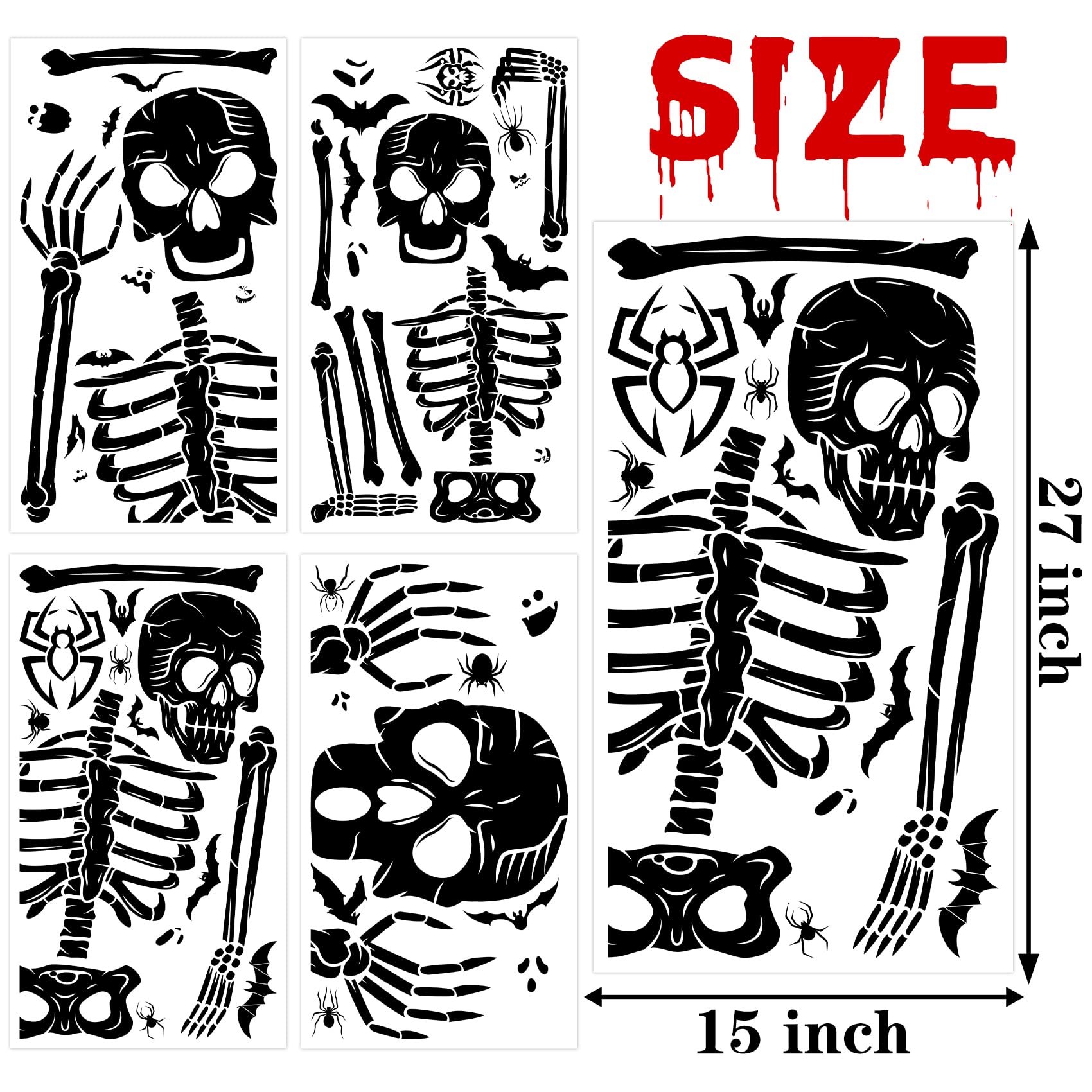 Halloween Window Clings Scary Halloween Window Decorations 3D Skeleton Window Cling Halloween Window Stickers Skeleton Halloween