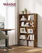 Vasagle Bookshelf, 30 Inches Wide, 5-Tier Open Bookcase With Adjustable Storage Shelves, Floor Standing Unit, Rustic Brown Ulbc175X01