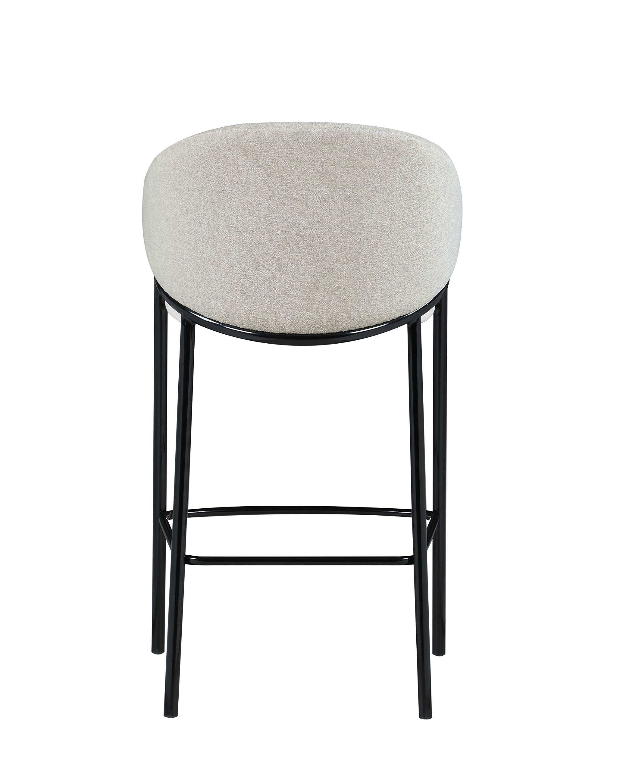 Coaster Home Furnishings Chadwick Farlow Set of 2 Pub Height Bar Stool Beige Fabric Upholstered Barstool Sturdy Metal Frame with Footrest 183437