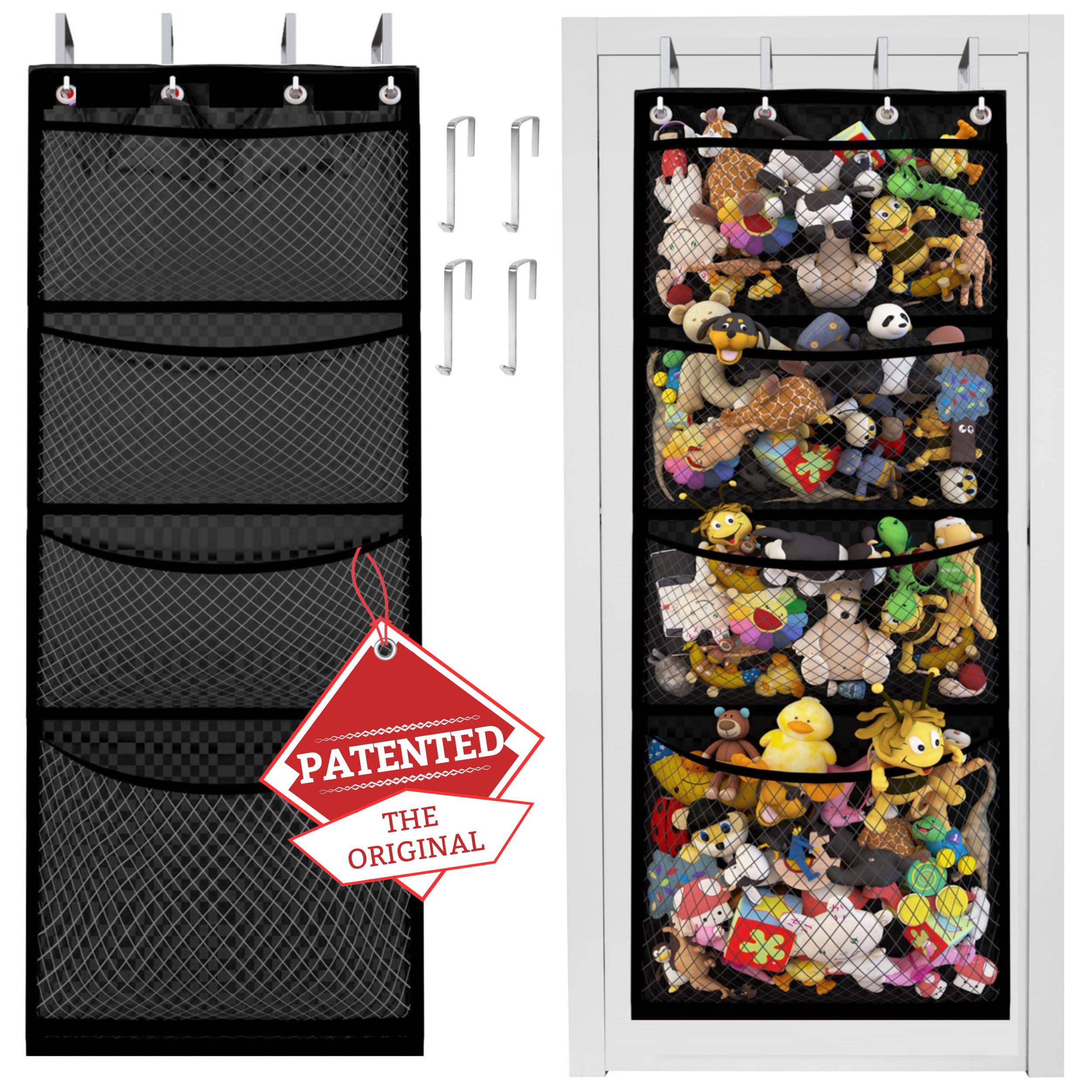 Honeyera (Patented) The Original Storage for Stuffed Animals, Over Door Organizer for Stuffies, Baby Accessories, Toy Plush Stor