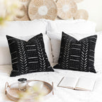 Blissblush Black Decorative Throw Pillow Covers 22X22, Set Of 2, Boho Farmhouse Cushion Cover, Cozy Soft Accent Pillowcase For C
