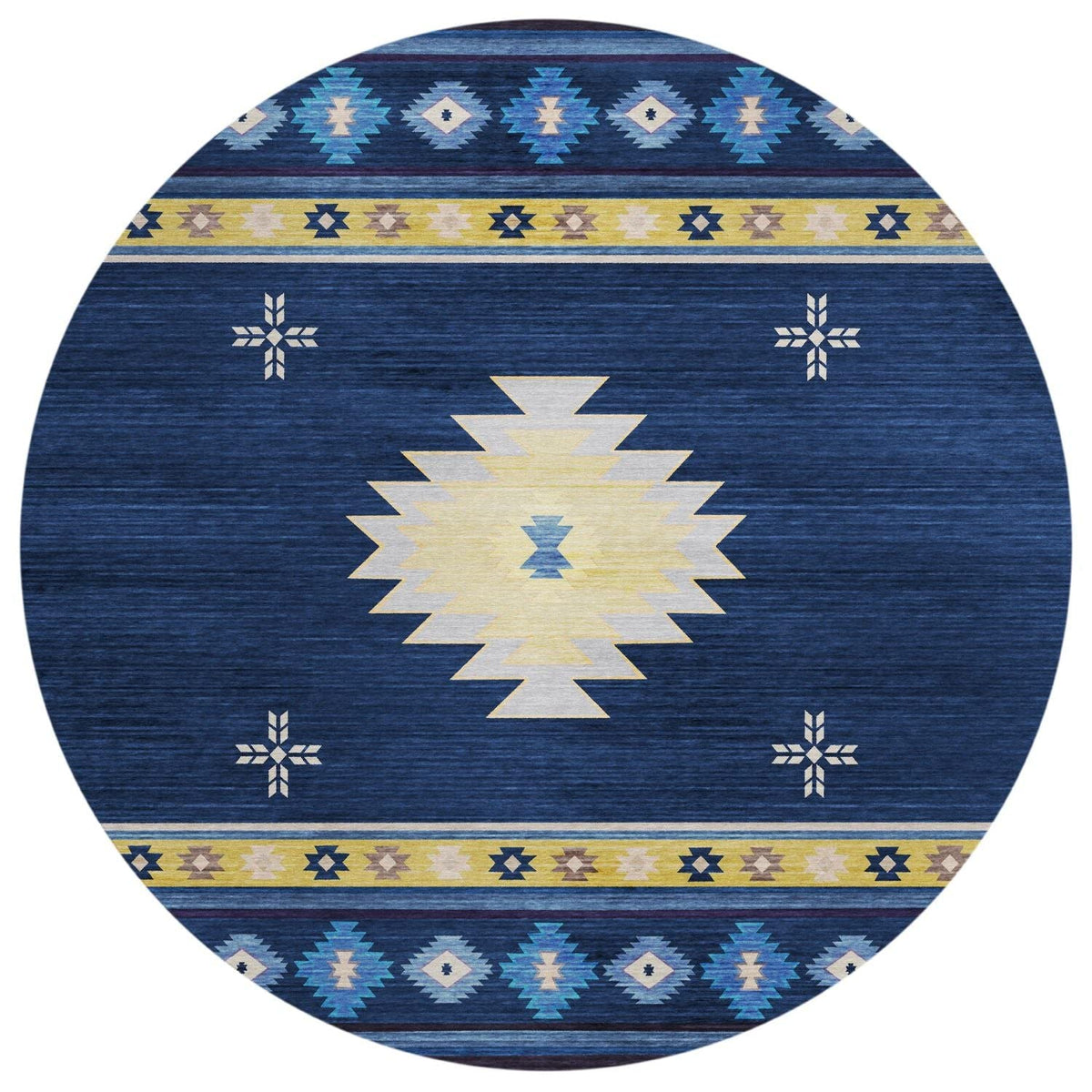 Phoenix Ph4 Blue Southwestern Rug Round 8' X 8'
