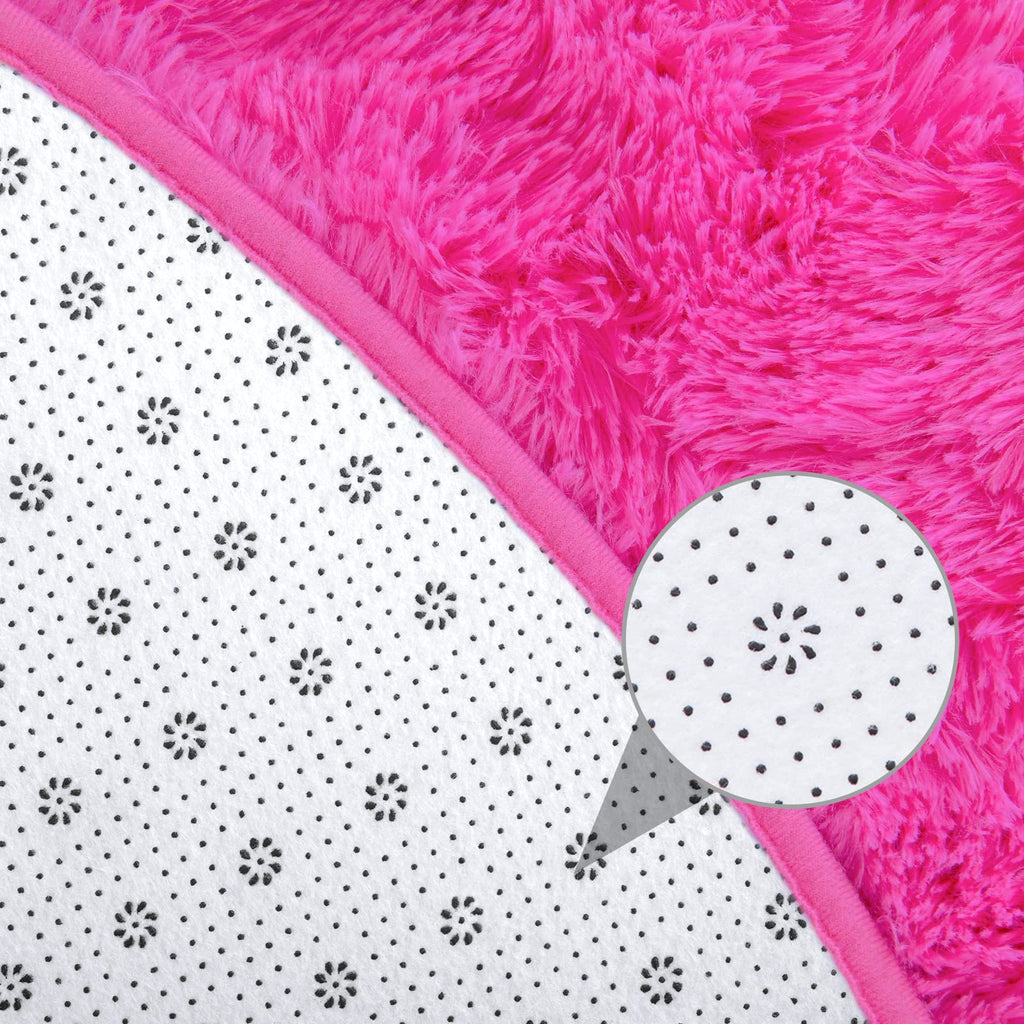 Junovo Round Rug 5X5 Feet Fluffy Soft Area Rugs For Kids Girls Room Princess Castle Plush Shaggy Carpet Cute Circle Nursery Rug