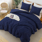 Litanika Navy Blue King Comforter Set, 3 Pieces Lightweight Tufted Bedding Sets, Down Alternative Comforter Fluffy Bed Set Gift