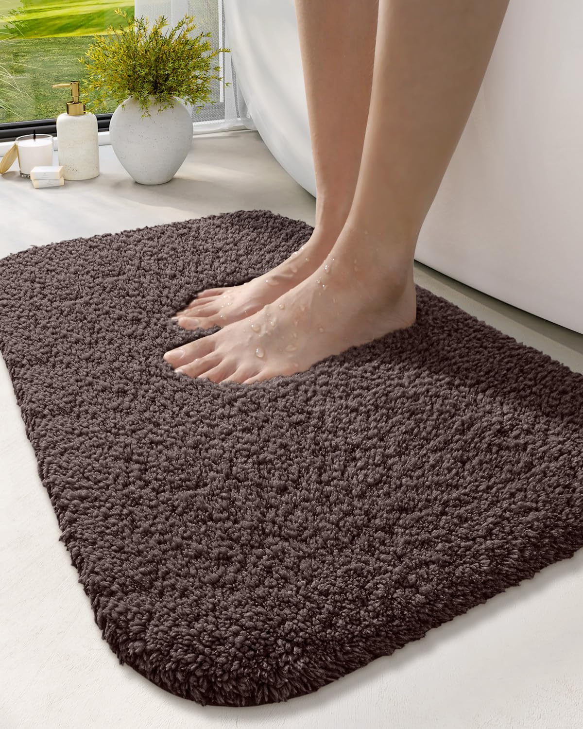DEXI Bathroom Rug Mat, Extra Soft and Absorbent Bath Rugs, Washable Non-Slip Carpet Mat for Bathroom Floor, Tub, Shower Room, 24