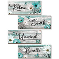 Sunnyray 4 Pcs Farmhouse Bathroom Wall Decor Sign Daisy Tulip Flowers and Butterfly Bathroom Wall Art Relax Soak Unwind Breathe 