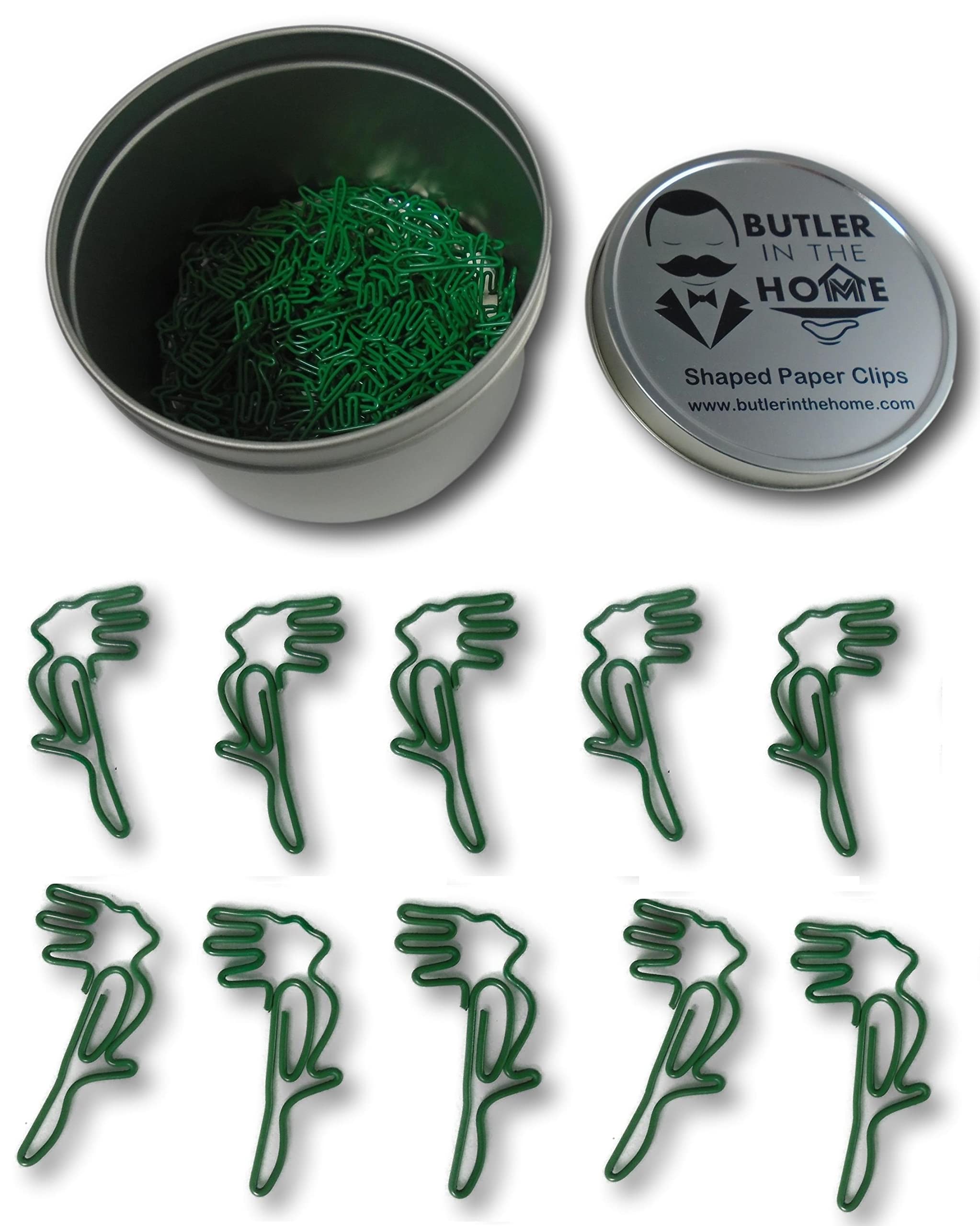 Butler In The Home 100 Count Parrot Shaped Paper Clips Great For Paper Clip Collectors Or Office Gift - Comes In Round Tin With