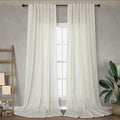 Natural Linen Extra Long Curtains 120 Inch Length For Living Room 2 Panels Back Tab Pocket Draperies Boho Rustic Neutral Farmhou